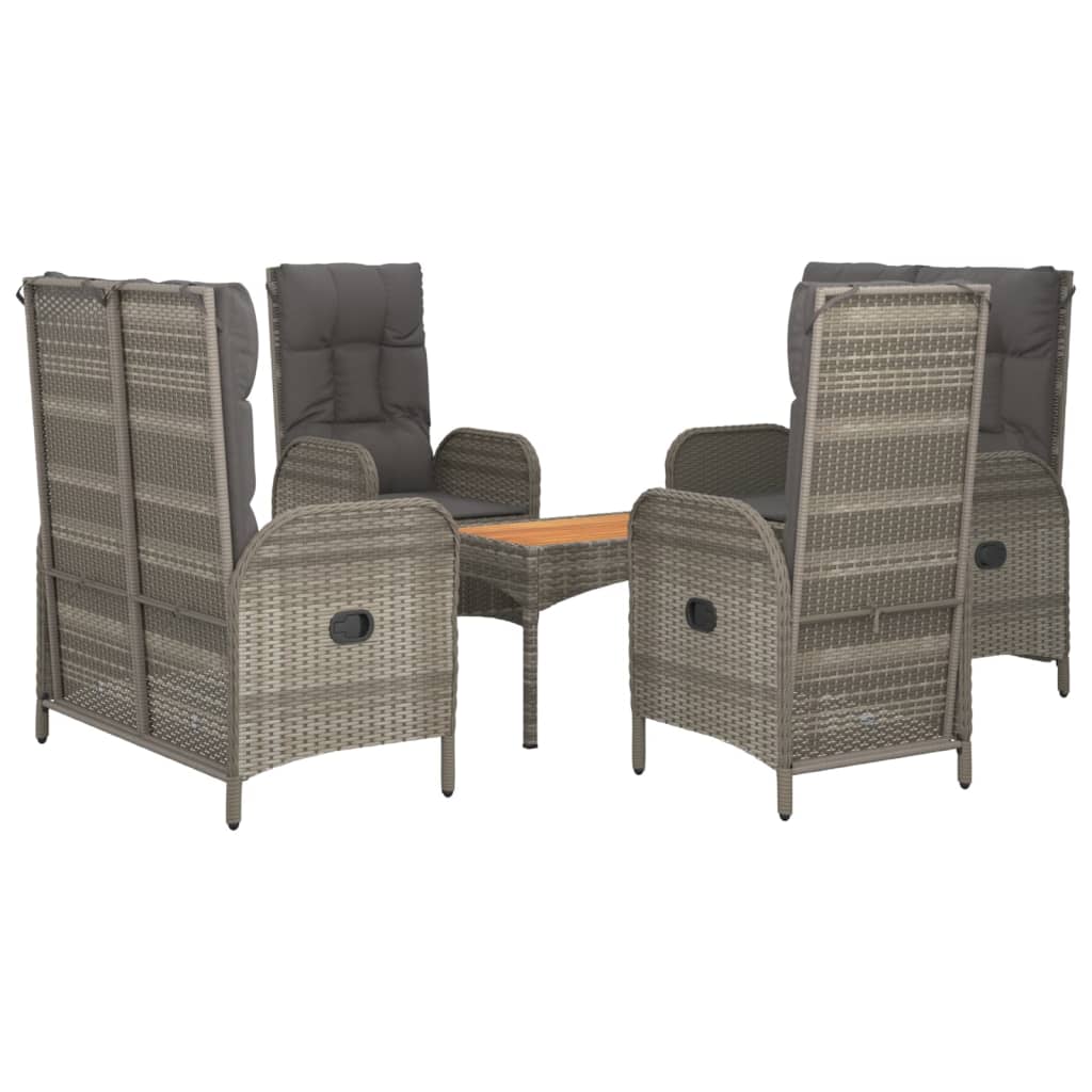5-Delige Tuinset Met Kussens Poly Rattan Grijs 2x Bank + 2x stoel + Tafel