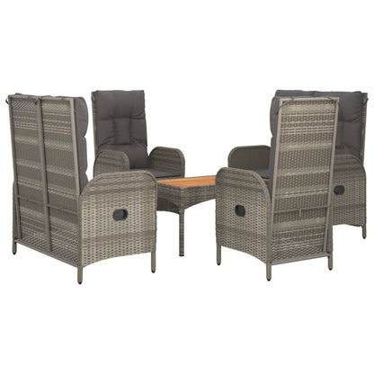 5-Delige Tuinset Met Kussens Poly Rattan Grijs 2x Bank + 2x stoel + Tafel