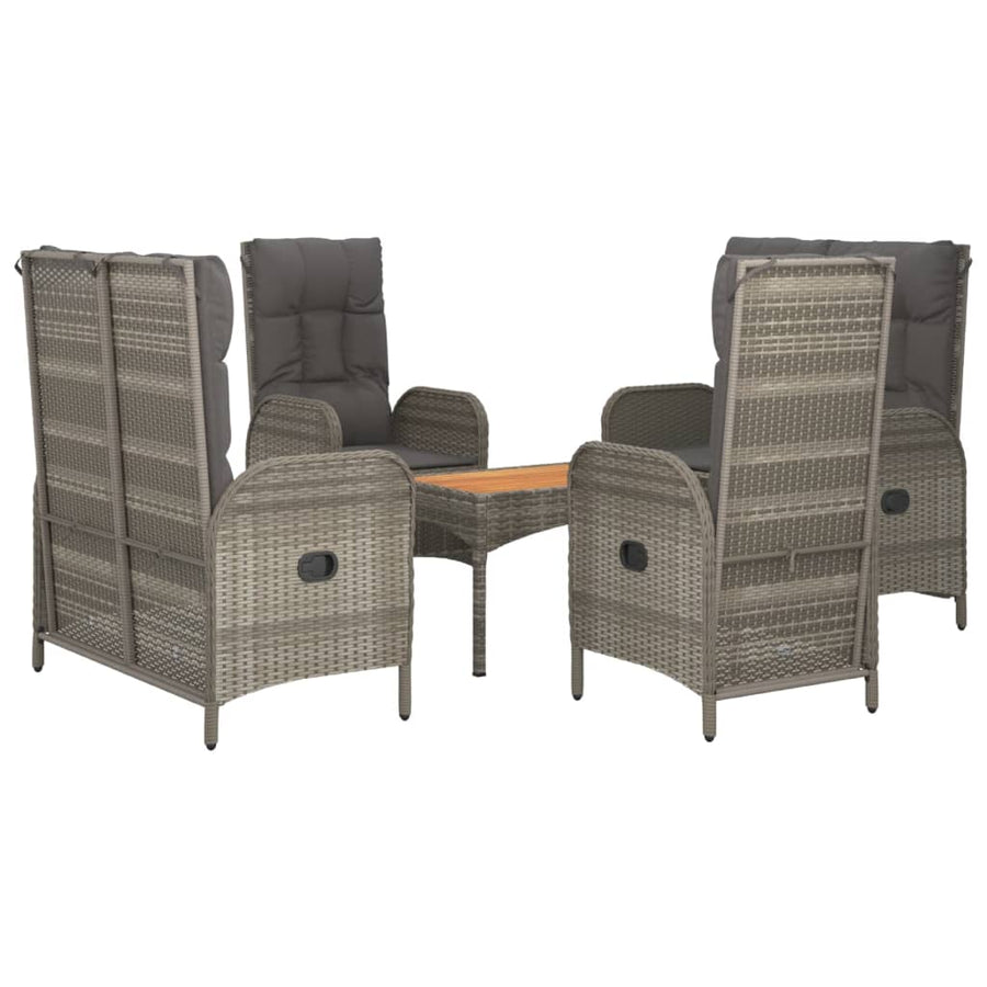 5-Delige Tuinset Met Kussens Poly Rattan Grijs 2x Bank + 2x stoel + Tafel
