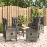Tuinset poly rattan grijs 5-delig met kussens