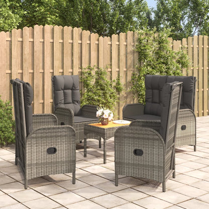 5-Delige Tuinset Met Kussens Poly Rattan Grijs 2x Bank + 2x stoel + Tafel