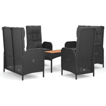5-Delige Tuinset Met Kussens Poly Rattan Zwart 2x Bank + 2x stoel + Tafel
