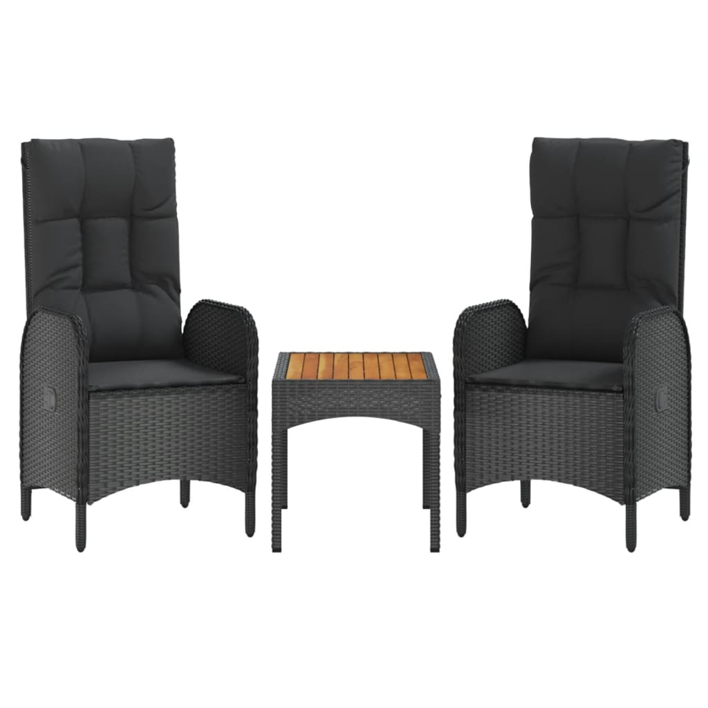5-Delige Tuinset Met Kussens Poly Rattan Zwart 2x Bank + 2x stoel + Tafel