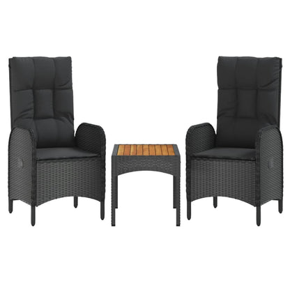 5-Delige Tuinset Met Kussens Poly Rattan Zwart 2x Bank + 2x stoel + Tafel