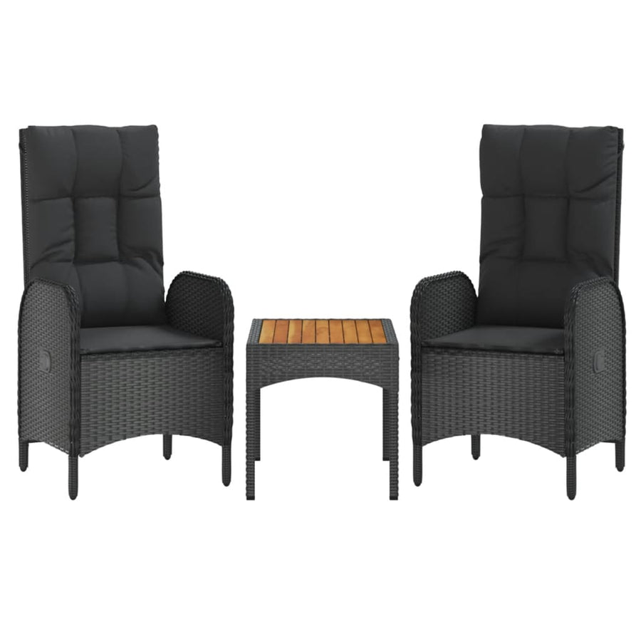 5-Delige Tuinset Met Kussens Poly Rattan Zwart 2x Bank + 2x stoel + Tafel