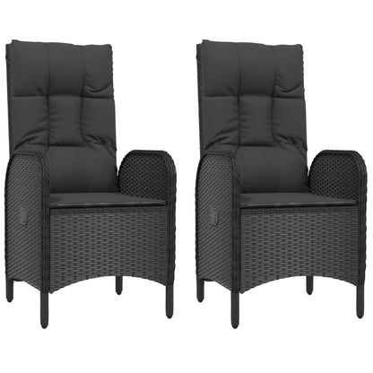 5-Delige Tuinset Met Kussens Poly Rattan Zwart 2x Bank + 2x stoel + Tafel