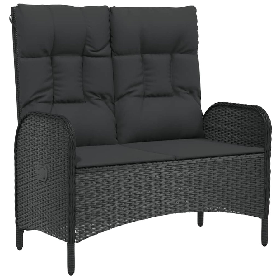 5-Delige Tuinset Met Kussens Poly Rattan Zwart 2x Bank + 2x stoel + Tafel