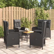 Tuinset poly rattan 5-delig zwart met kussens