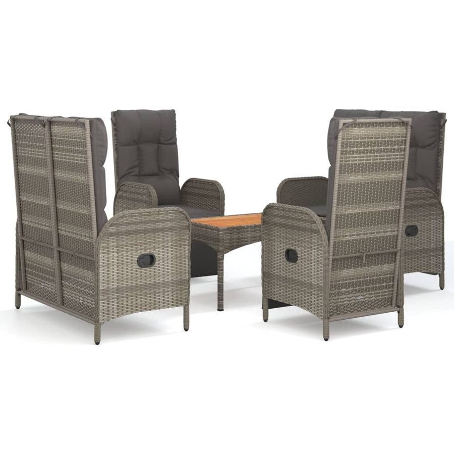 5-Delige Tuinset Met Kussens Poly Rattan Grijs 2x Bank + 2x Fauteuil + Tafel