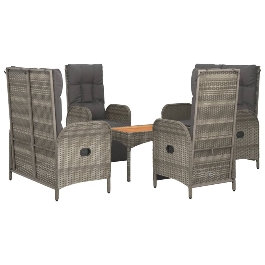 5-Delige Tuinset Met Kussens Poly Rattan Grijs 2x Bank + 2x Fauteuil + Tafel