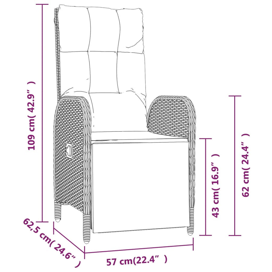5-Delige Tuinset Met Kussens Poly Rattan Grijs 2x Bank + 2x Fauteuil + Tafel