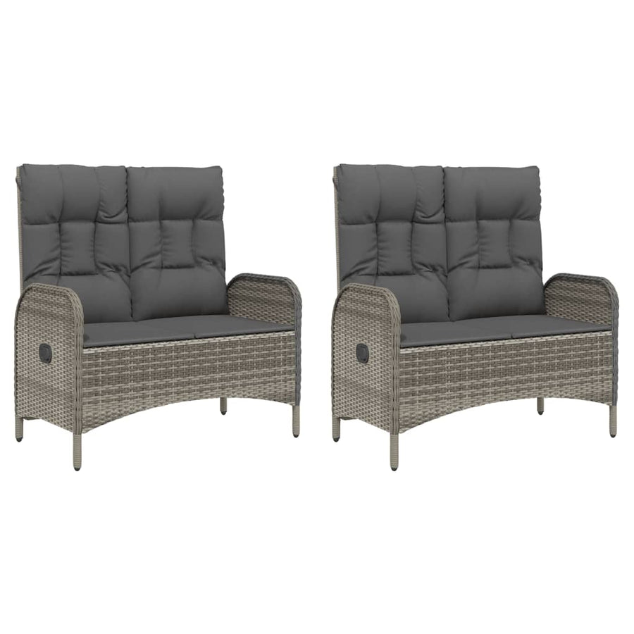 5-Delige Tuinset Met Kussens Poly Rattan Grijs 2x Bank + 2x Fauteuil + Tafel