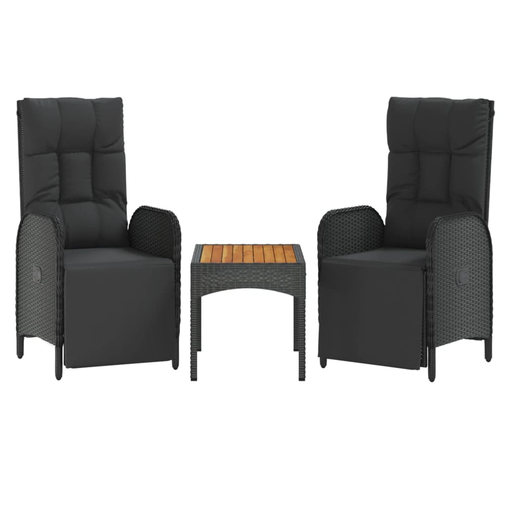 5-Delige Tuinset Met Kussens Poly Rattan Zwart 2x Bank + 2x Fauteuil + Tafel