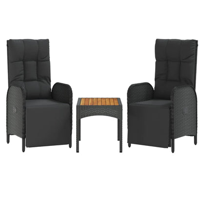 5-Delige Tuinset Met Kussens Poly Rattan Zwart 2x Bank + 2x Fauteuil + Tafel