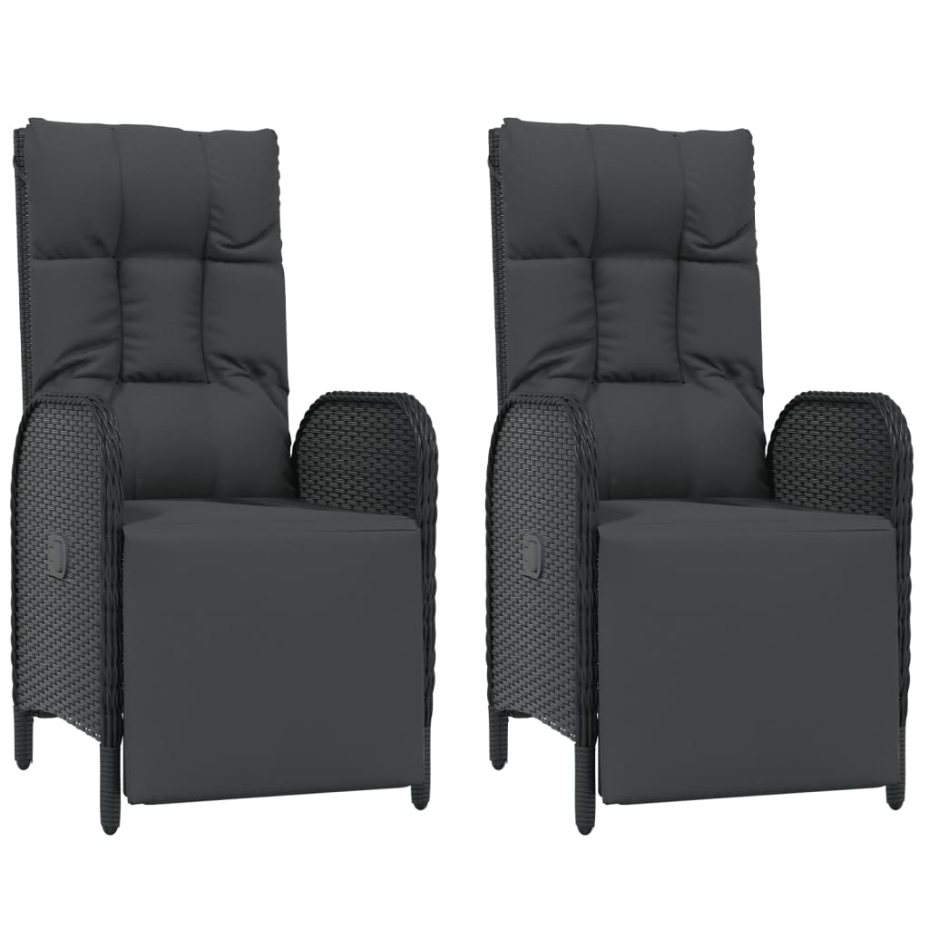 5-Delige Tuinset Met Kussens Poly Rattan Zwart 2x Bank + 2x Fauteuil + Tafel