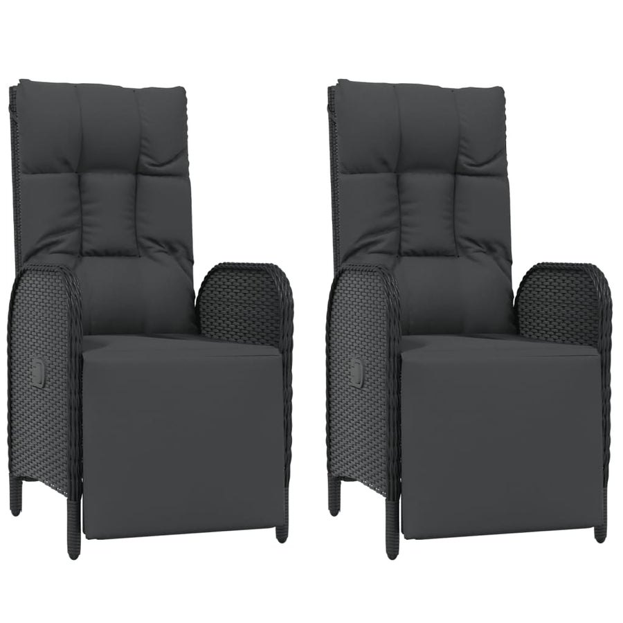 5-Delige Tuinset Met Kussens Poly Rattan Zwart 2x Bank + 2x Fauteuil + Tafel