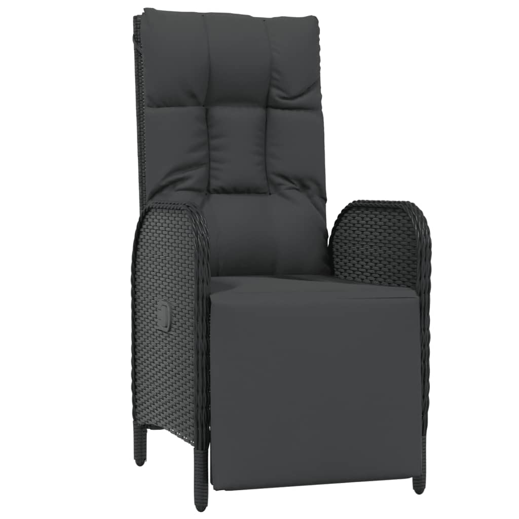 5-Delige Tuinset Met Kussens Poly Rattan Zwart 2x Bank + 2x Fauteuil + Tafel