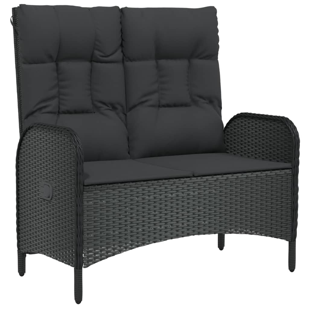 5-Delige Tuinset Met Kussens Poly Rattan Zwart 2x Bank + 2x Fauteuil + Tafel