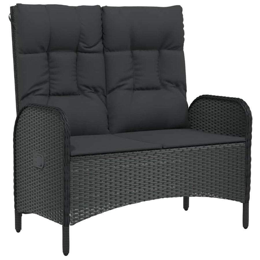 5-Delige Tuinset Met Kussens Poly Rattan Zwart 2x Bank + 2x Fauteuil + Tafel