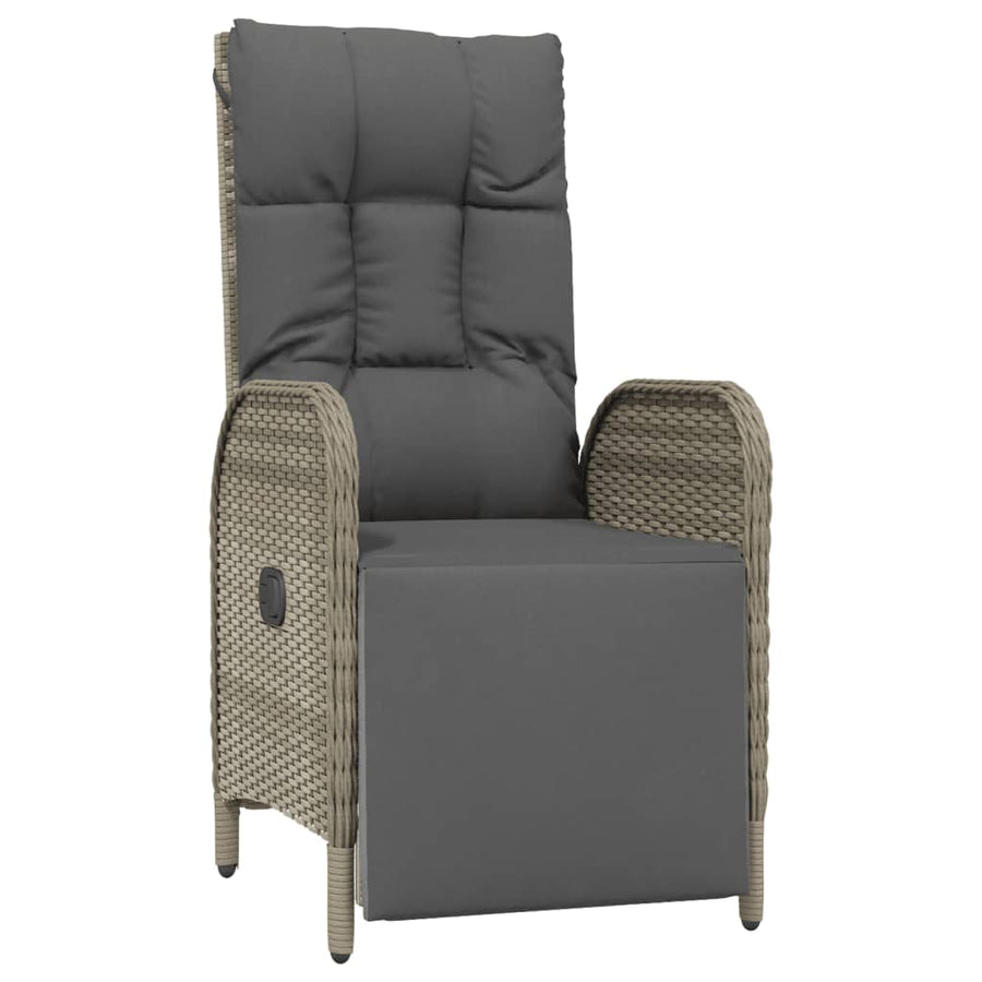 3-Delige Tuinset Met Kussens Poly Rattan Grijs bench + 2x armchair