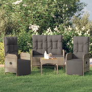 Tuinset 3-delig poly rattan grijs met kussens