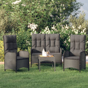 Tuinset 3-delig poly rattan zwart
