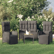 Tuinset 3-delig poly rattan zwart