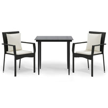 -Delige Tuinset Met Kussens Poly Rattan 3 80 cm tafellengte Zwart