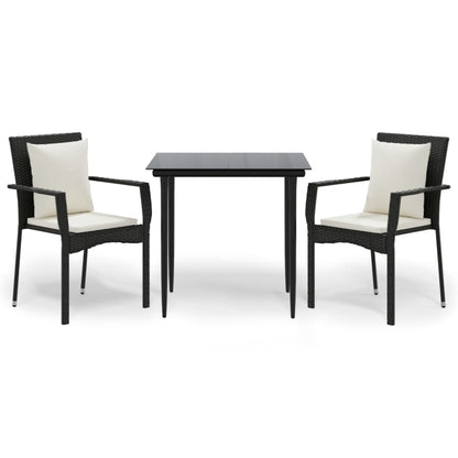 -Delige Tuinset Met Kussens Poly Rattan 3 80 cm tafellengte Zwart