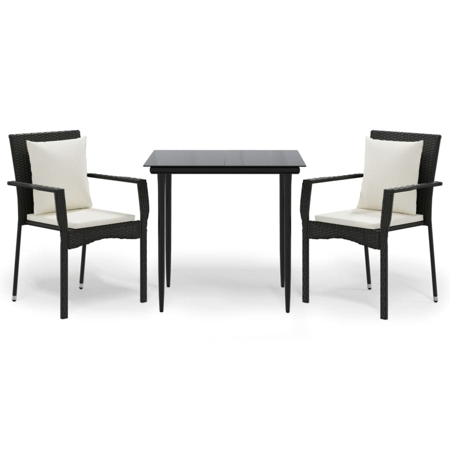 -Delige Tuinset Met Kussens Poly Rattan 3 80 cm tafellengte Zwart