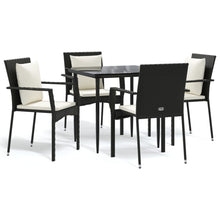 -Delige Tuinset Met Kussens Poly Rattan 5 80 cm tafellengte Zwart