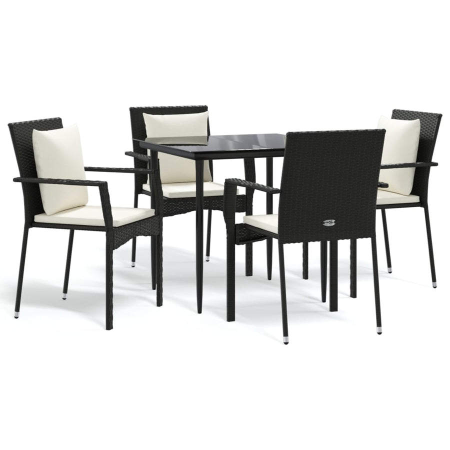 -Delige Tuinset Met Kussens Poly Rattan 5 80 cm tafellengte Zwart