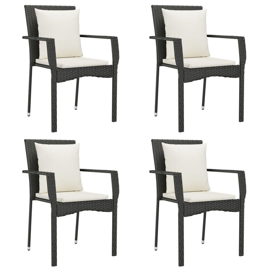 -Delige Tuinset Met Kussens Poly Rattan 5 80 cm tafellengte Zwart