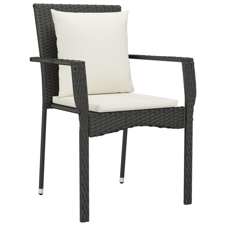 -Delige Tuinset Met Kussens Poly Rattan 5 80 cm tafellengte Zwart