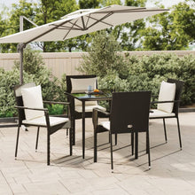-Delige Tuinset Met Kussens Poly Rattan 5 80 cm tafellengte Zwart