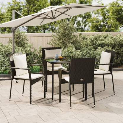 -Delige Tuinset Met Kussens Poly Rattan 5 80 cm tafellengte Zwart
