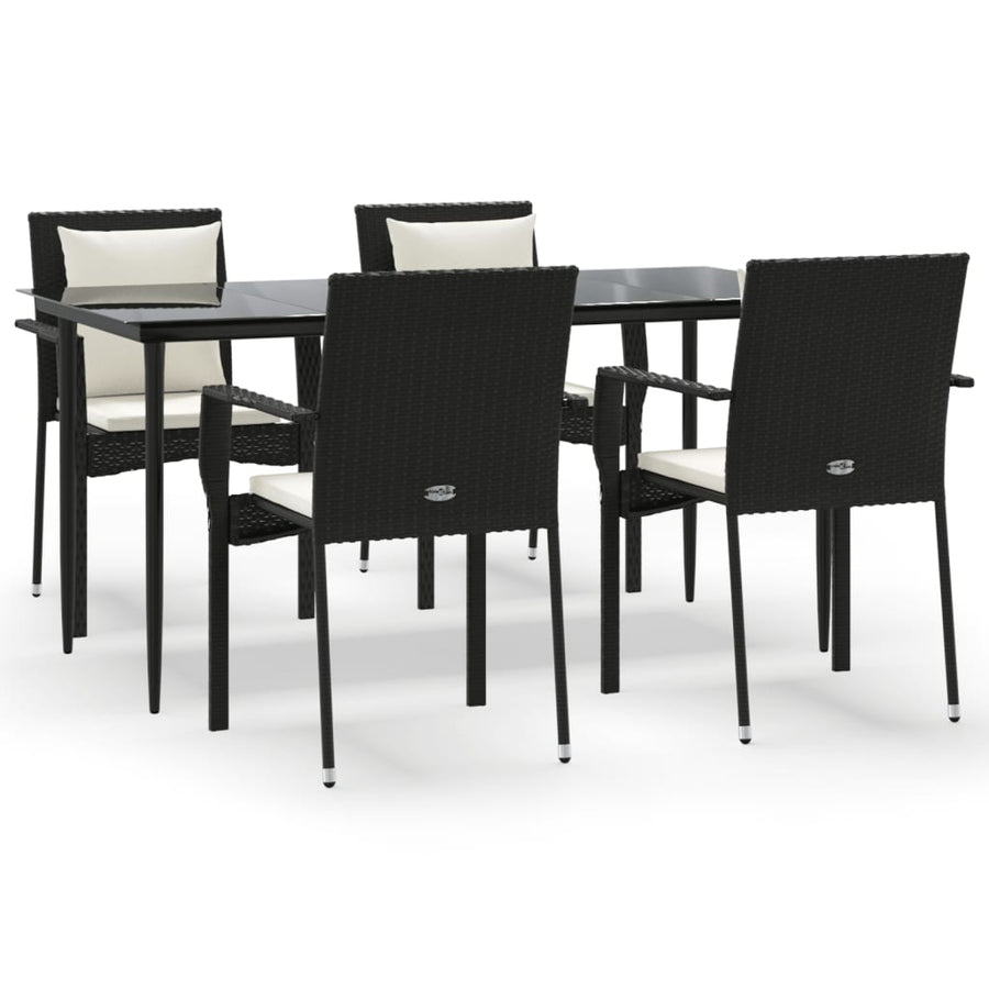-Delige Tuinset Met Kussens Poly Rattan 5 160 cm tafellengte Zwart