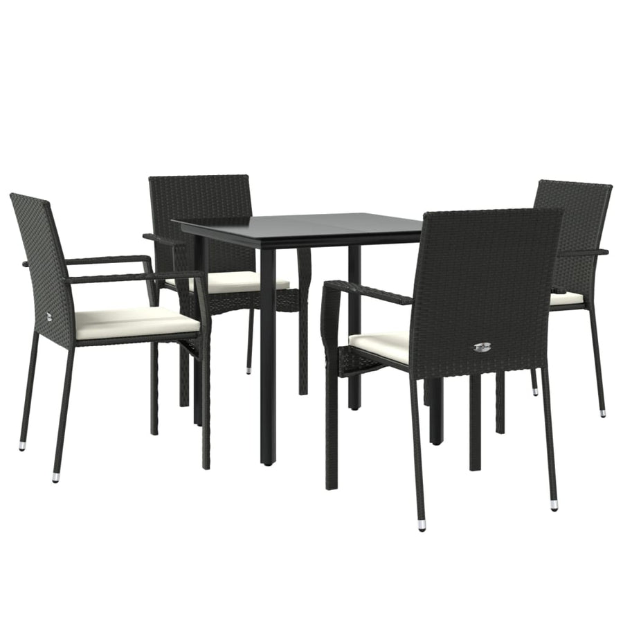 -Delige Tuinset Met Kussens Poly Rattan 5 160 cm tafellengte Zwart