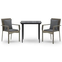 -Delige Tuinset Met Kussens Poly Rattan Zwart En 3 80 cm tafellengte Grijs