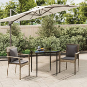 Tuinset 3-delig poly rattan zwart grijs met kussens