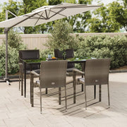 Tuinset 5-delig poly rattan zwart grijs