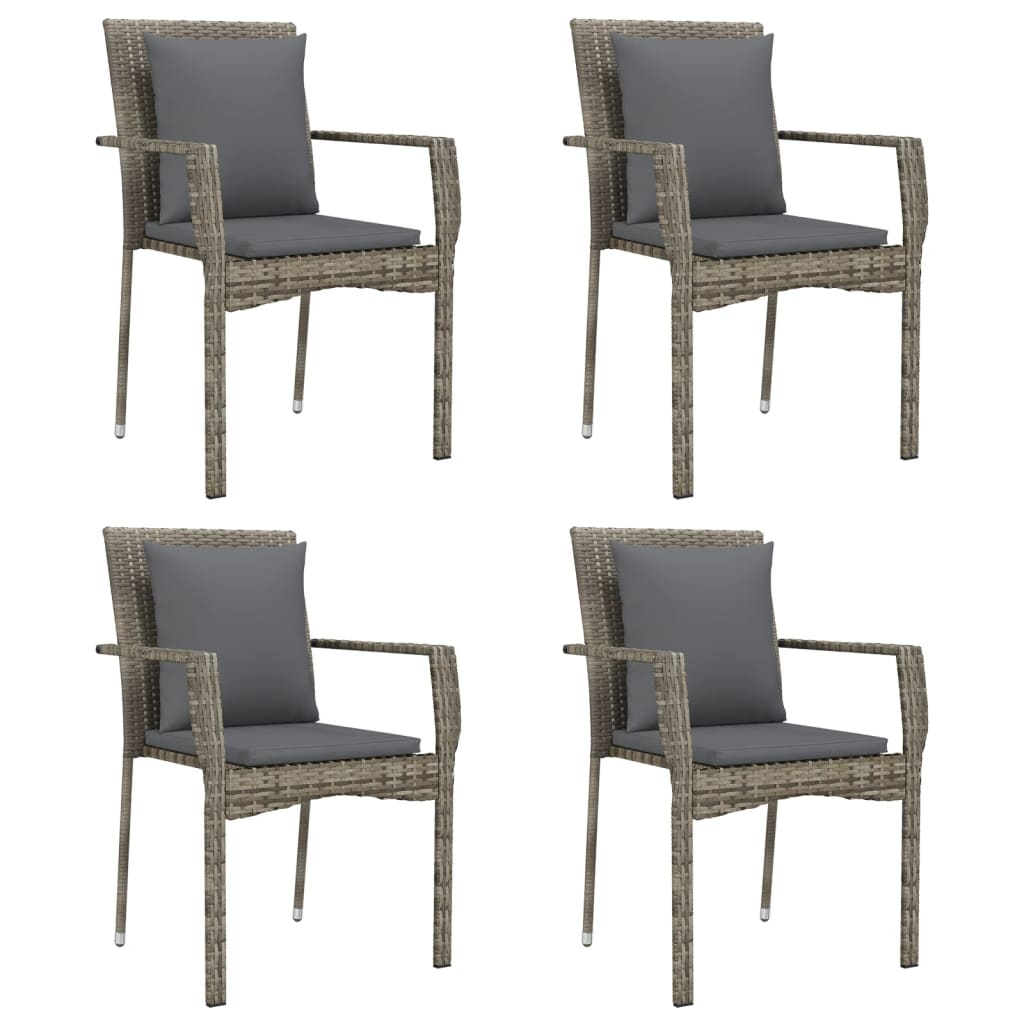 -Delige Tuinset Met Kussens Poly Rattan Zwart En 5 160 cm tafellengte Grijs