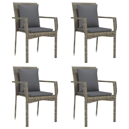 -Delige Tuinset Met Kussens Poly Rattan Zwart En 5 160 cm tafellengte Grijs