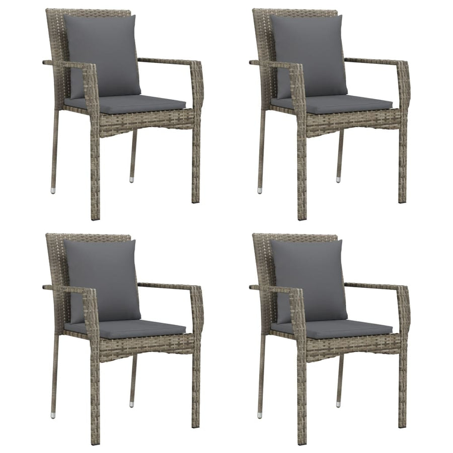 -Delige Tuinset Met Kussens Poly Rattan Zwart En 5 160 cm tafellengte Grijs