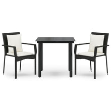 -Delige Tuinset Met Kussens Poly Rattan 3 80 cm tafellengte Zwart