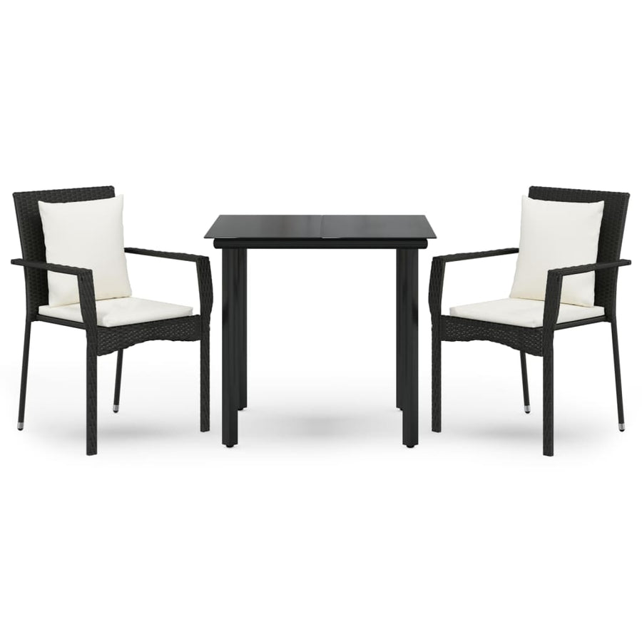 -Delige Tuinset Met Kussens Poly Rattan 3 80 cm tafellengte Zwart
