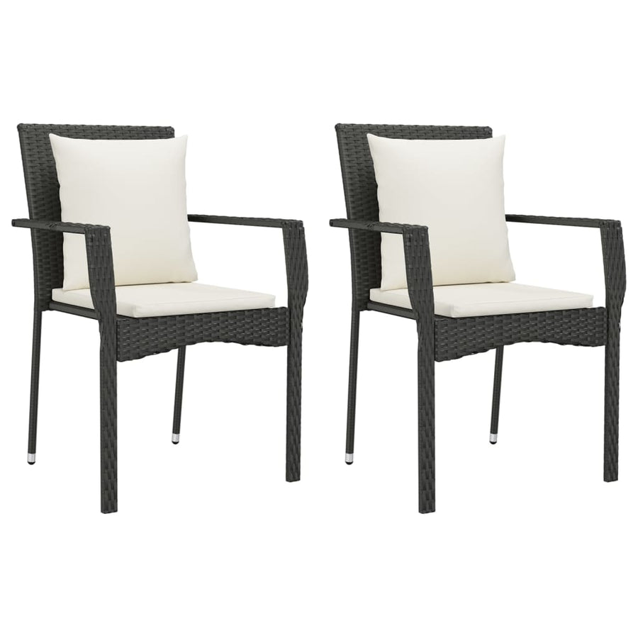-Delige Tuinset Met Kussens Poly Rattan 3 80 cm tafellengte Zwart