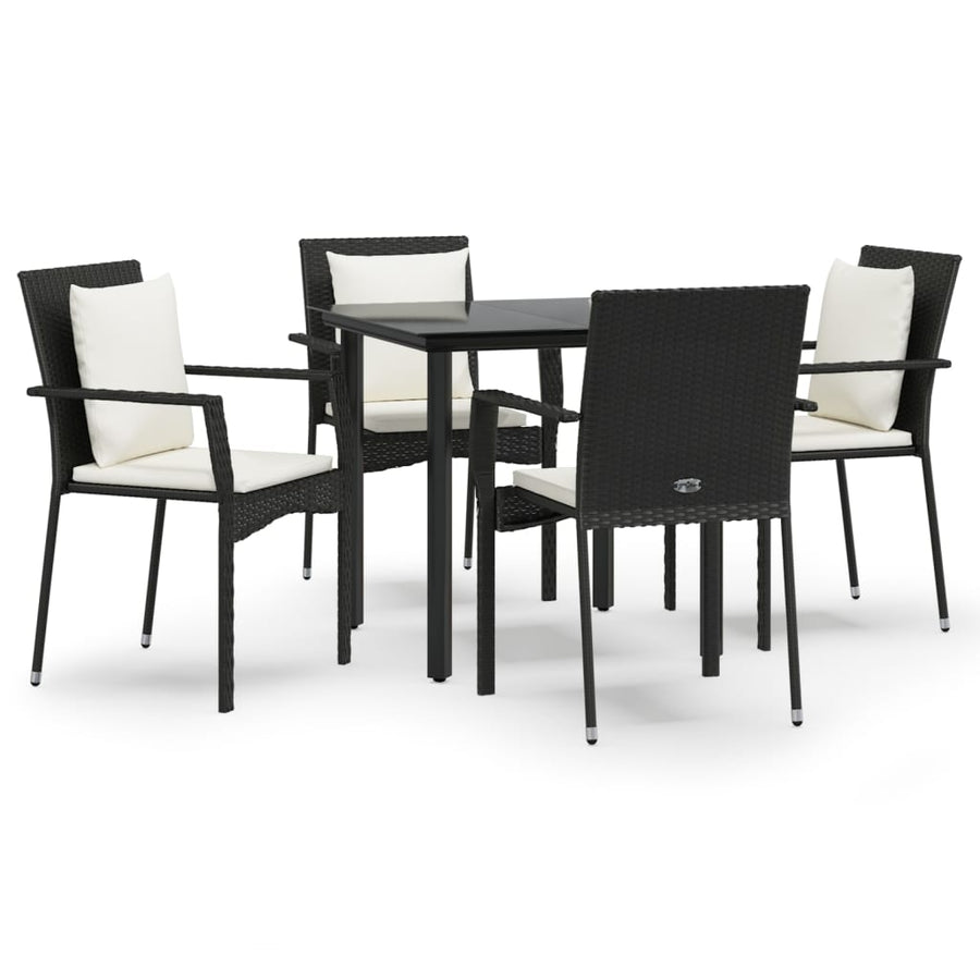 -Delige Tuinset Met Kussens Poly Rattan 5 80 cm tafellengte Zwart