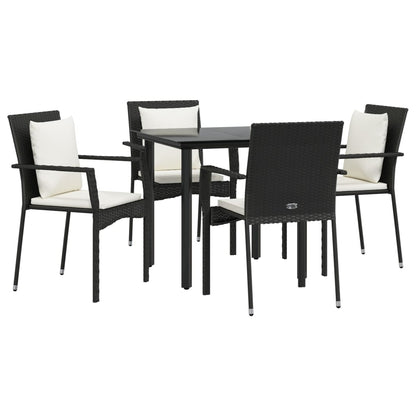 -Delige Tuinset Met Kussens Poly Rattan 5 80 cm tafellengte Zwart