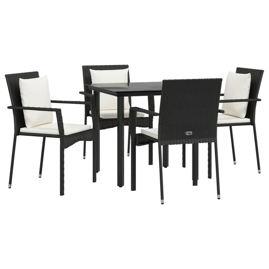-Delige Tuinset Met Kussens Poly Rattan 5 80 cm tafellengte Zwart